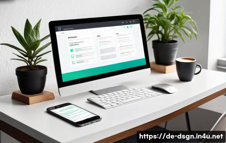 웹 디자인에서 모바일 최적화의 중요성 - A modern web developer workspace featuring a large ultra-wide monitor displaying a responsive websit...