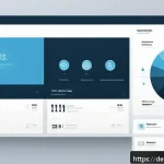 Home 22 플랫 디자인과 머티리얼 디자인 비교 - A sleek, modern web dashboard interface showcasing flat design principles: clean, simple geometric s...